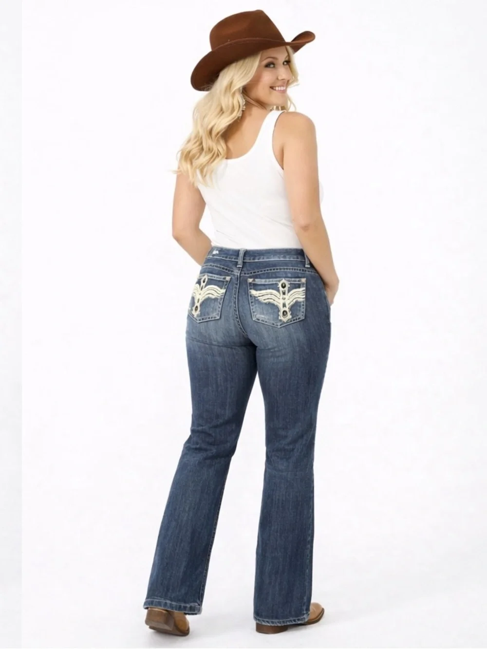 Women’s Boot Cut Jeans in Indigo Blue - Picture 2 of 8